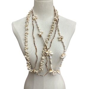 Set of (3) Vintage Cowrie Shell Necklaces Handmade Lei Single Strand Hawaiian